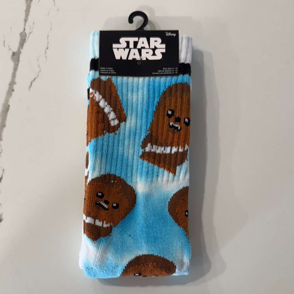 Star Wars Chewbacca Blue and Brown Socks Size 6-12 Shoe NWT